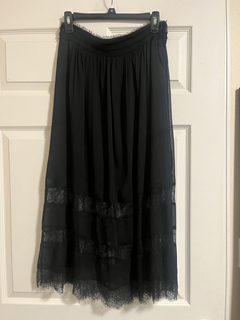 H&M Black Maxi Skirt with Lace Panels